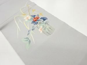 作家物　生花模様開き名古屋帯（額縁仕立て）